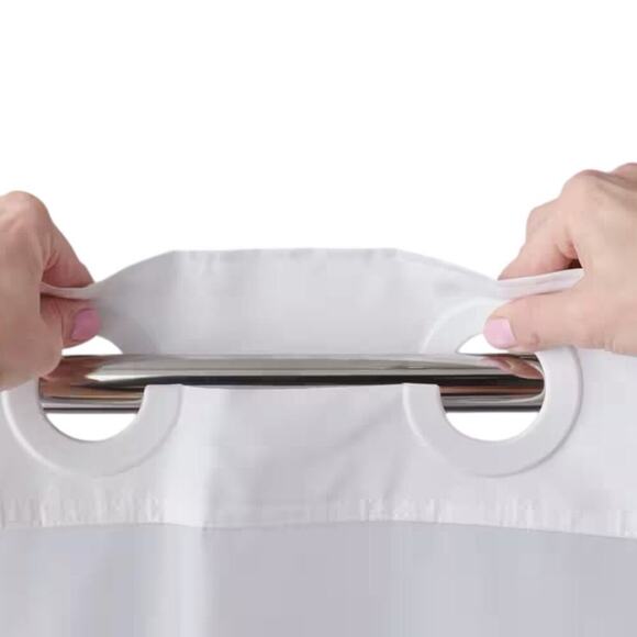 Hookless Waffle 71 in. W x 74 in. L Polyester Shower Curtain in Frost Grey | NEW - Picture 2 of 9